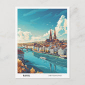 Blue Sky in Basel Zwitserland Vintage Travel Briefkaart (Voorkant)