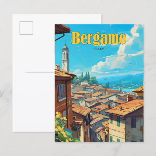 Blue Sky in Bergamo Italië Vintage Travel Briefkaart