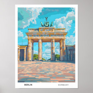 Blue Sky in Berlijn Duitsland Vintage Travel Poster