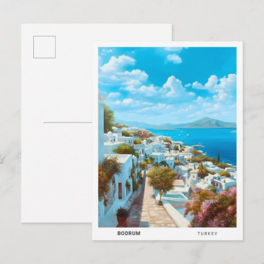 Blue Sky in Bodrum Turkije Vintage Travel Briefkaart (Voorkant / Achterkant)