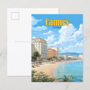 Blue Sky in Cannes Frankrijk Vintage Travel Briefkaart