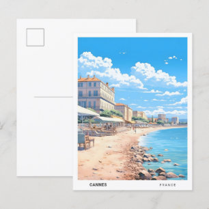 Blue Sky in Cannes Frankrijk Vintage Travel Briefkaart