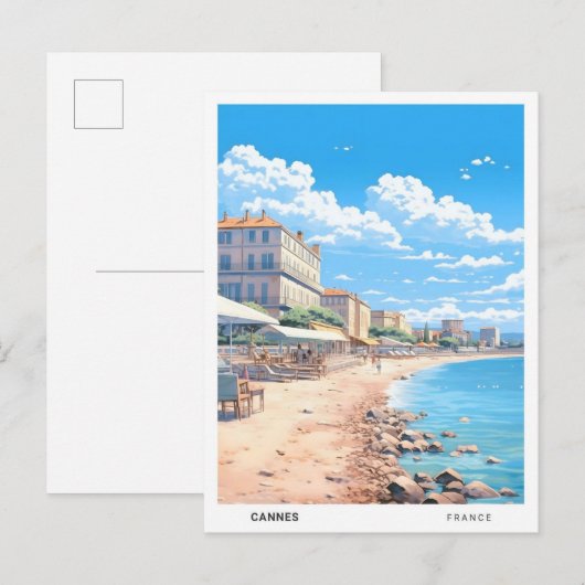 Blue Sky in Cannes Frankrijk Vintage Travel Briefkaart (Voorkant / Achterkant)