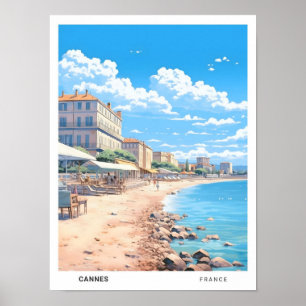 Blue Sky in Cannes Frankrijk Vintage Travel Poster
