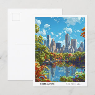 Blue Sky in Central Park New York Vintage Travel Briefkaart