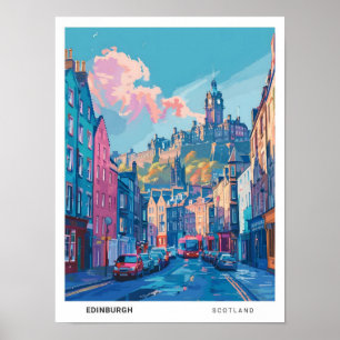 Blue Sky in Edinburgh Schotland Vintage Travel Poster