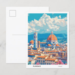 Blue Sky in Florence Italië Vintage Travel Briefkaart