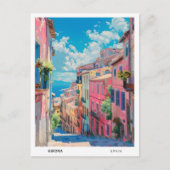 Blue Sky in Girona Spanje Vintage Travel Briefkaart (Voorkant)