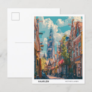 Blue Sky in Haarlem Nederland Vintage Travel Briefkaart