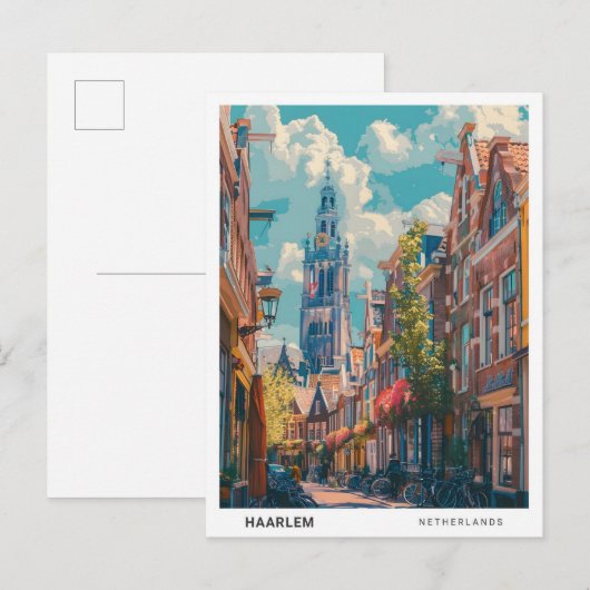 Blue Sky in Haarlem Nederland Vintage Travel Briefkaart (Voorkant / Achterkant)