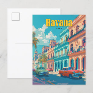 Blue Sky in Havana Cuba Vintage Travel Briefkaart