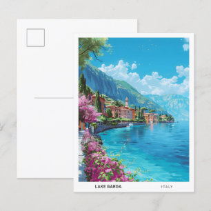 Blue Sky in het Gardameer Italië Vintage Travel Briefkaart