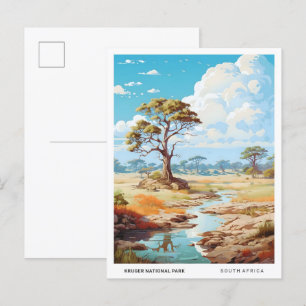 Blue Sky in het Kruger National Park Vintage Trave Briefkaart