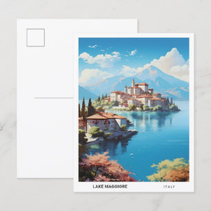Blue Sky in het Lago Maggiore Italië Vintage Trave Briefkaart