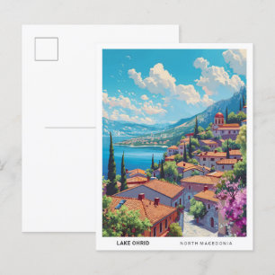 Blue Sky in het meer van Ohrid in Noord-Macedonië  Briefkaart