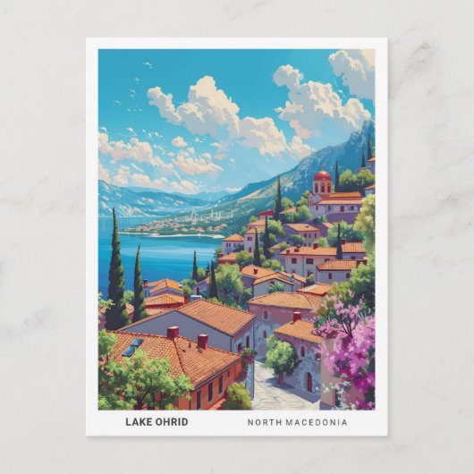 Blue Sky in het meer van Ohrid in Noord-Macedonië  Briefkaart (Voorkant)