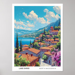 Blue Sky in het meer van Ohrid in Noord-Macedonië  Poster