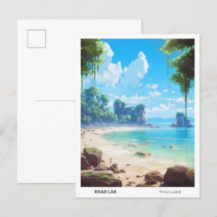 Blue Sky in Khao Lak Thailand Vintage Travel Briefkaart