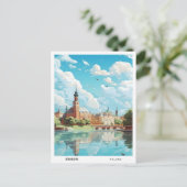 Blue Sky in Krakau Polen Vintage Travel Briefkaart (Staand voorkant)