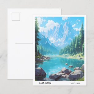 Blue Sky in Lake Jasna Slovenië Vintage Travel Briefkaart