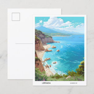 Blue Sky in Lefkada Griekenland Vintage Travel Briefkaart