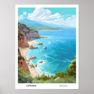 Blue Sky in Lefkada Griekenland Vintage Travel Poster