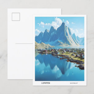 Blue Sky in Lofoten Noorwegen Vintage Travel Briefkaart