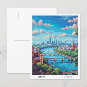 Blue Sky in Londen Engeland Vintage Travel Briefkaart