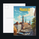 Blue Sky in München Duitsland Vintage Travel Briefkaart<br><div class="desc">Blue Sky in München Duitsland Art Vintage Travel Painting Briefkaart</div>