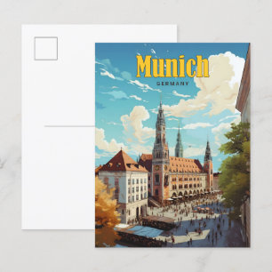 Blue Sky in München Duitsland Vintage Travel Briefkaart