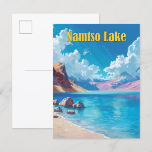 Blue Sky in Namtso Lake Tibet Vintage Travel Briefkaart