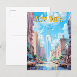 Blue Sky in New York Verenigde Staten Vintage Trav Briefkaart