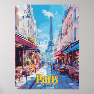 Blue Sky in Parijs Frankrijk Vintage Travel Poster