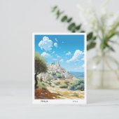 Blue Sky in Puglia Italië Vintage Travel Briefkaart (Staand voorkant)