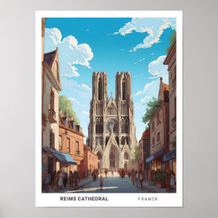 Blue Sky in Rheims Cathedral Frankrijk Reizen Poster