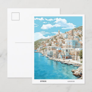 Blue Sky in Syros Griekenland Vintage Travel Briefkaart