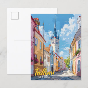 Blue Sky in Tallinn Estland Vintage Travel Briefkaart