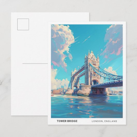 Blue Sky in Tower Bridge Londen Engeland Reizen Briefkaart (Voorkant / Achterkant)
