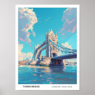 Blue Sky in Tower Bridge Londen Engeland Reizen Poster