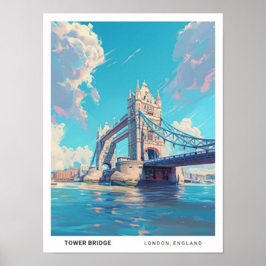 Blue Sky in Tower Bridge Londen Engeland Reizen Poster (Voorkant)