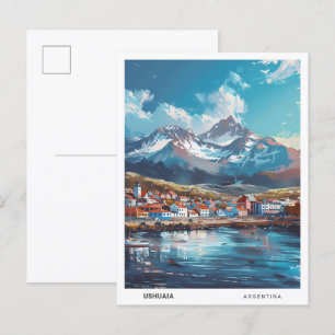 Blue Sky in Ushuaia Argentinië Vintage Travel Briefkaart