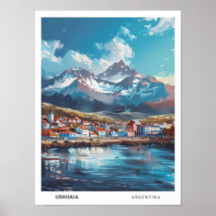 Blue Sky in Ushuaia Argentinië Vintage Travel Poster