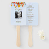 Blue Sky Leaves Herdenkingsdienst Order of Service Handwaaier (Voorkant en achterkant)