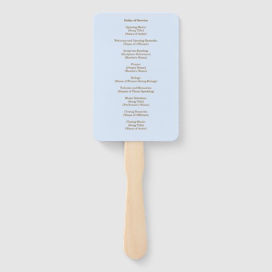 Blue Sky Leaves Herdenkingsdienst Order of Service Handwaaier (Achterkant)