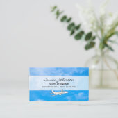 Blue Sky, Lichte wolken Vliegtuig Vliegreizen Visitekaartje (Staand voorkant)