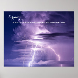 Blue Sky Lightning Inspirerend Serenity Quote Poster