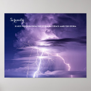Blue Sky Lightning Inspirerend Serenity Quote Poster