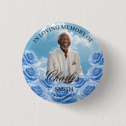 Blue Sky Memorial Button Roses Memorial Button  (Voorkant)