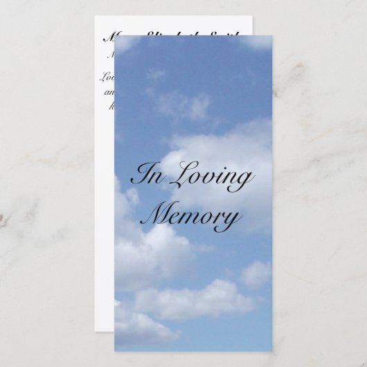"Blue Sky" Memorial Kaarten (Voorkant / Achterkant)