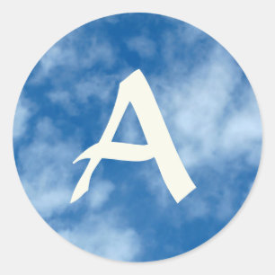 Blue Sky met Clouds Foto met Initiaal Ronde Sticker